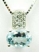 Elegant 14K Aquamarine & Diamonds Necklace