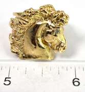 Heavy Horse Ring with Diamond Eye in 14KT Yellow Gold