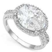 5.14 CT WHITE TOPAZ & DIAMOND 18K GOLD PLATED RING