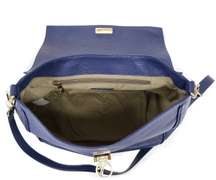 Authentic Versace Medusa Leather Blue Pebbled Shoulder Bag