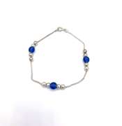 Sterling silver bracelet with blue and silver beads