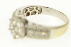 14K White Gold 1.04 Ctw Round Diamond Cluster Engagement Ring