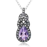 Sterling Silver Amethyst & Blue Topaz Twist Teardrop Necklace
