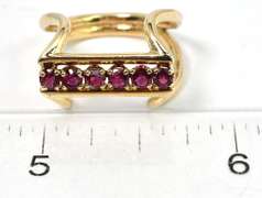 Fashionable Elevated Ruby Bar Ring in 14KT Yellow Gold
