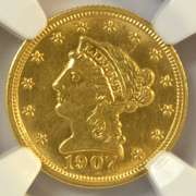 Blazing Choice BU 1907 US $2.50 Liberty Gold. NGC MS62