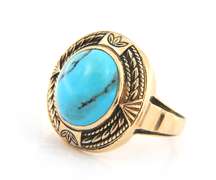 Vintage Yellow Gold Oval Turquoise Ring
