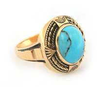 Vintage Yellow Gold Oval Turquoise Ring