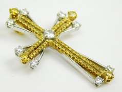 Finest 18K Gold Yellow & White Diamond Cross