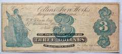 $ 3 Collins Iron Works  Jan 1 1872 Two Sided Note