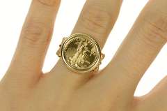 14K Yellow Gold 1993 1/10th Half Eagle $5 Coin Statement Ring
