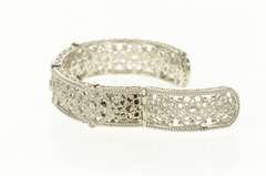 Sterling Silver Judith Ripka Filigree Floral Cuff Statement Bracelet