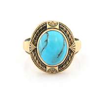 Vintage Yellow Gold Oval Turquoise Ring