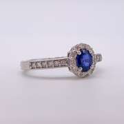 14kt Gold, Blue Sapphire, & Diamond Ring