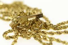 14K Yellow Gold 1.4mm Rope Link Classic Woven Chain Necklace