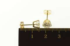 14K Yellow Gold Round Cubic Zirconia Solitaire Classic Stud Earrings