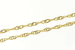 14K Yellow Gold 2.5mm Textured Link Rolling Twist Chain Necklace