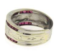 Fantastic White Gold Band w Channel Princess Rubies