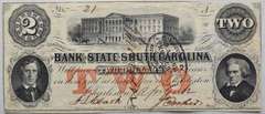 $ 2 April 1862 Bank of South Carolina Charleston Well Inked Note