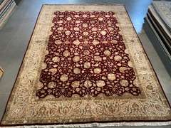 EXQUISITE SILK &WOOL MAHAL DESIGN RUG 8.9x12.2