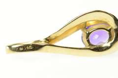 14K Yellow Gold Oval Amethyst Loop Design Drop Pendant