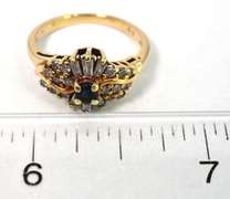 Flashy Antique Sapphire & Diamond Ring in Yellow Gold