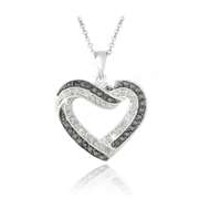0.50ct. TDW Black & White Diamond Open Heart Necklace