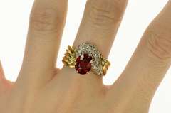 14K Yellow Gold Spessartine Garnet Diamond Swirl Cocktail Ring