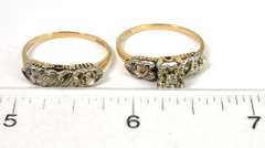 Vintage Diamond Wedding Set in 2-Tone 14KT Gold