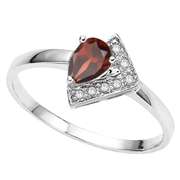 1/2 CARAT GARNET & DIAMOND 925 STERLING SILVER RING