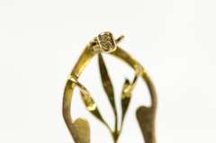 10K Yellow Gold Amethyst Ornate Scroll Leaf Accent Bar Pin/Brooch