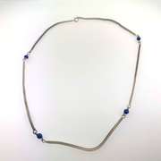 Sterling silver necklace with blue beads