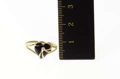 10K Yellow Gold Black Onyx Heart Love Symbol Diamond Ring