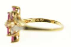 10K Yellow Gold Marquise Ruby Cluster Diamond Accent Ring