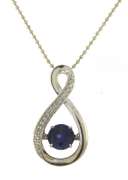 Sterling Silver Shimmering Blue CZ Pendant on Chain