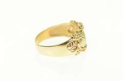 10K Yellow Gold Textured Black Hills Leaf Statement Band Ring