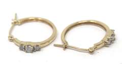 Brilliant Yellow Gold Diamond 3 Stone Hoop