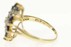 10K Yellow Gold Marquise Sapphire Diamond Wavy Statement Ring