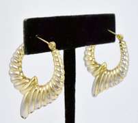 14KT Yellow Gold Fancy Hoop Earrings
