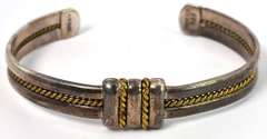 Yurman-esque Cable Bangle in 2-Tone Sterling Silver