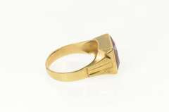 10K Yellow Gold 1930's Syn. Ruby Squared Solitaire MEn's Ring