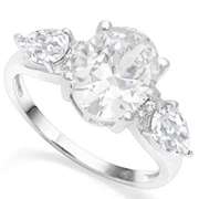 3.89 CT WHITE TOPAZ & DIAMOND 18K GOLD PLATED RING