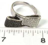 Flashy 0.64CTW Black & White Diamond Bow Ring in 14KT White Gold