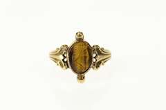 14K Yellow Gold Victorian Carved Tiger's Eye Cameo Ring
