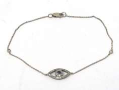 Cute White Gold Evil Eye Bracelet