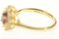 14K Yellow Gold Pear Ruby CZ Halo Classic Statement Ring