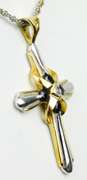 2-Tone Sterling Sapphire & Diamond Cross with Chain