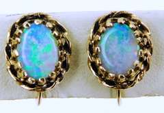 Early 14K Australian Opal Earrings
