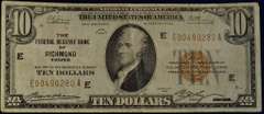 Series Of 1929 Federal Reserve Bank Of Richmond Virginia $10, Circulated