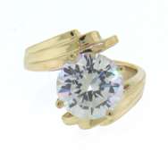 Dazzling Round Cubic Zirconia Yellow Gold Ring