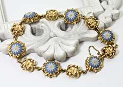 Charming Vintage 14K and Wedgwood Bracelet
